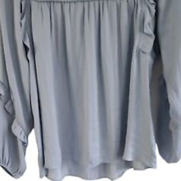 Dolan Left Coast Collection Majai Blue Ruffle Shirred Blouse Size Petite S - Picture 3 of 7